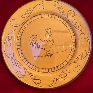 Vintage “Rustic Rooster” 8” diameter Plate by Nancy Calhoun. Made in Portugal
